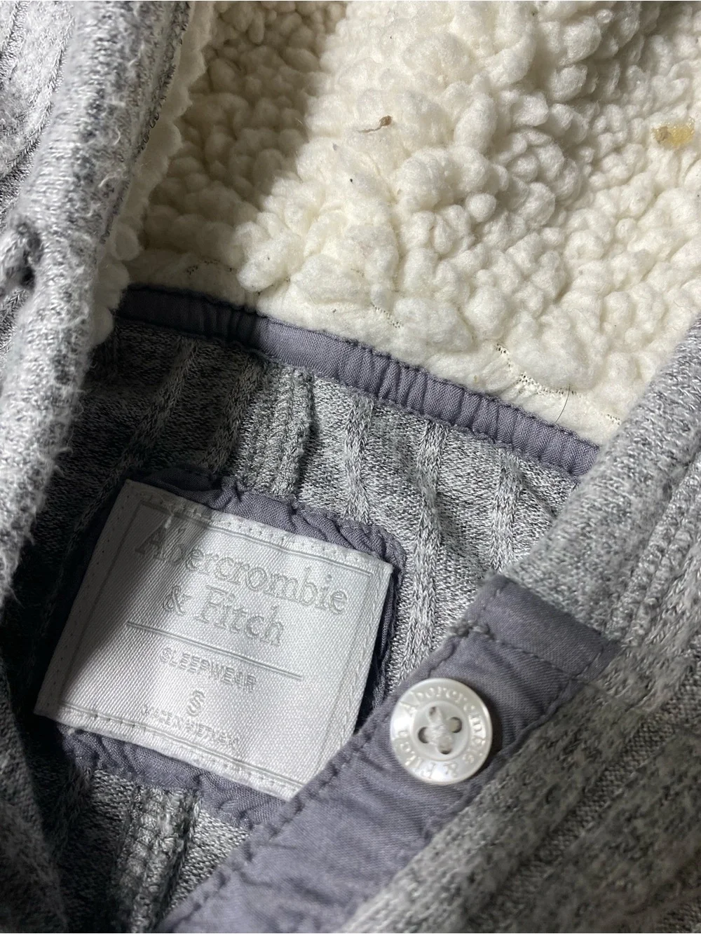 Abercrombie & Fitch A&F Womens Sleepwear Gray Faux Fur Hoodie Pajama Jumpsuit
